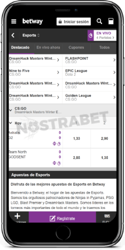 aplicación Betway para iOS - esports