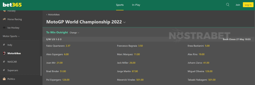 bet365 MotoGP betting