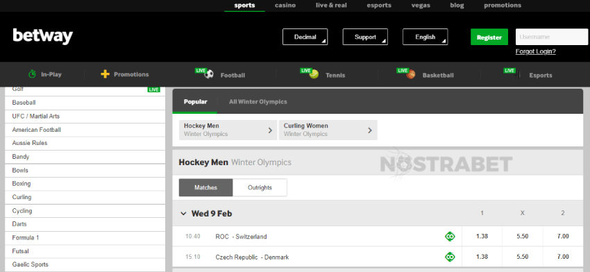 betway olympics betting