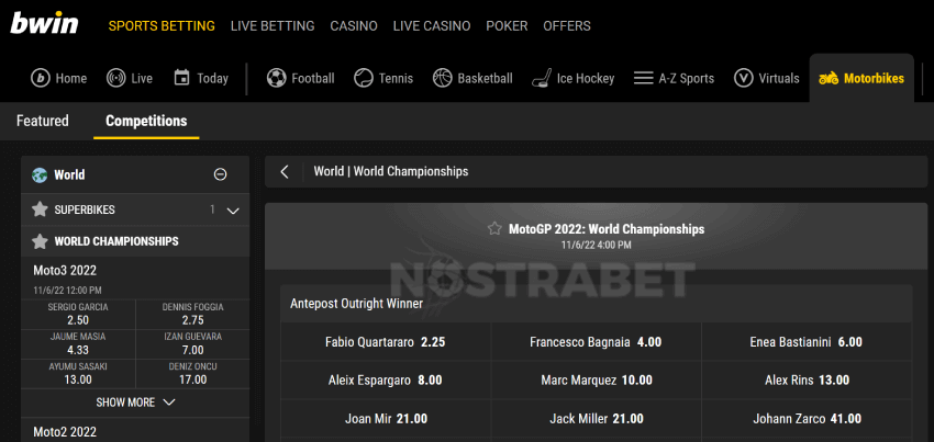 bwin MotoGP betting