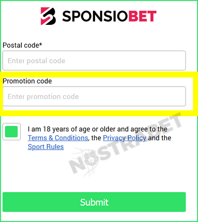 Sponsiobet promo code enter