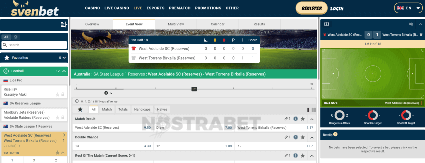 Live betting on Svenbet's platform