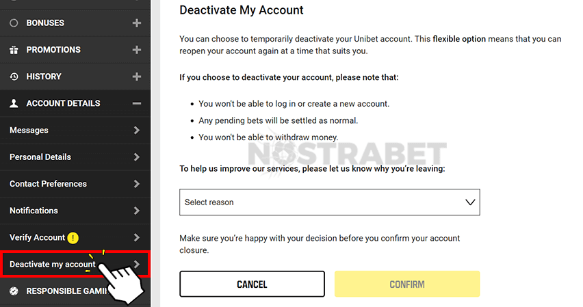 Unibet Deactivate My Account